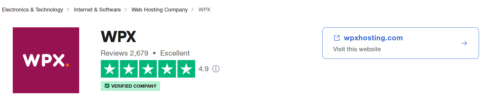 WPX Hosting Trustpilot reviews