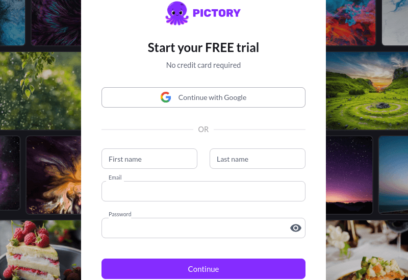 Signup pictory ai